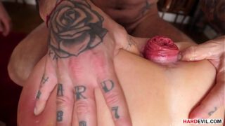 Barbie Sins’s ass inside out after two dicks